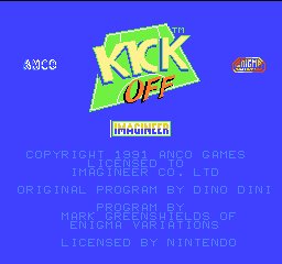 Kick Off title screen for NES